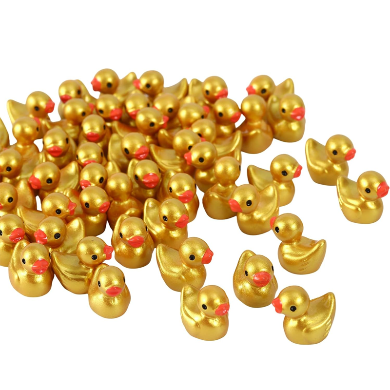 Resin Craft Material - 10/20pcs Tiny Gold Mini Resin Ducks
