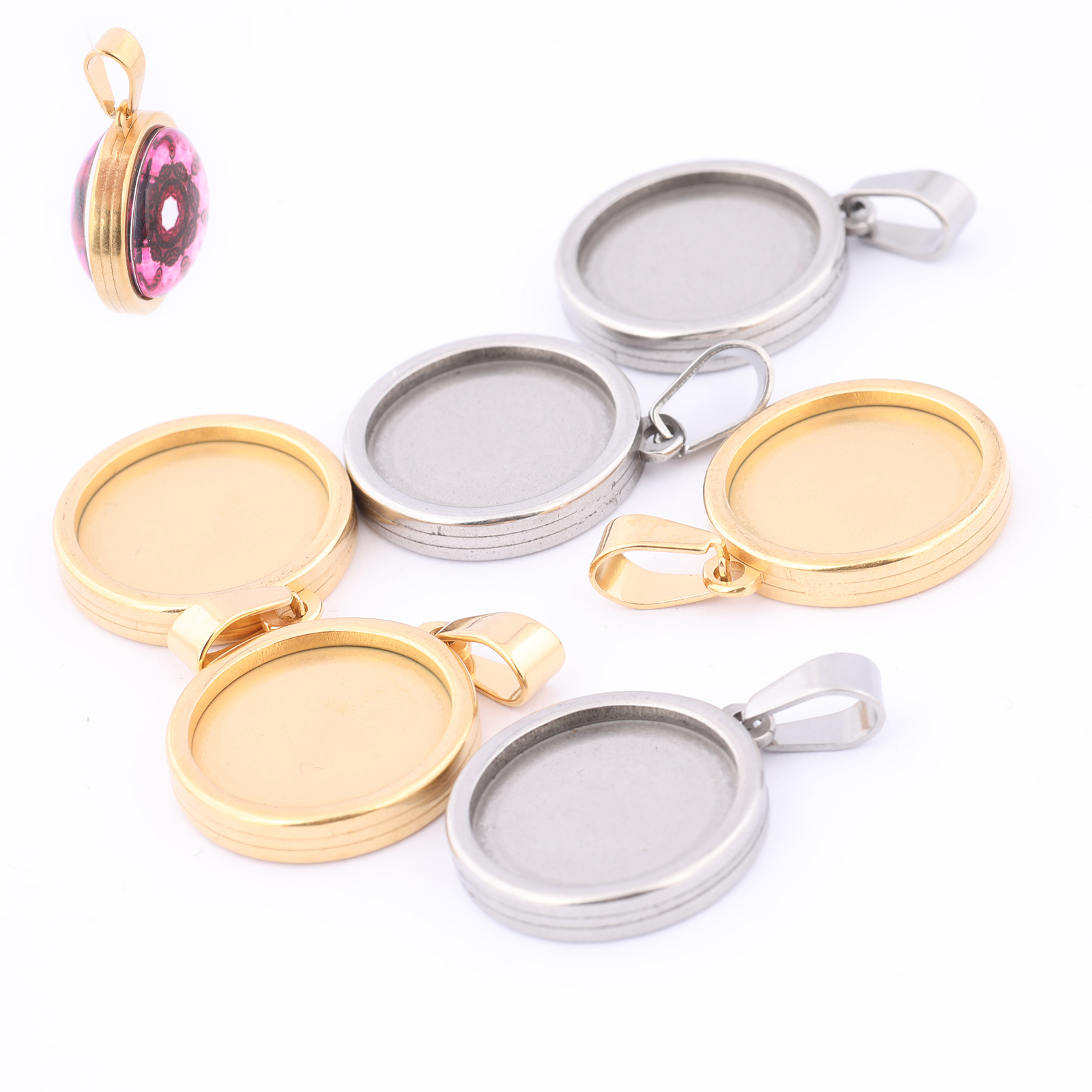 5pcs Stainless Steel Gold Plat – Bezels Set Pendant Bewertung und Preis
