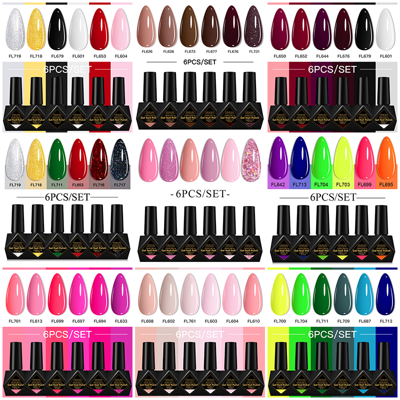 6Pcs/Set 10ML Gel Nail Polish  – Resin Glitter Pack Bewertung und Preis