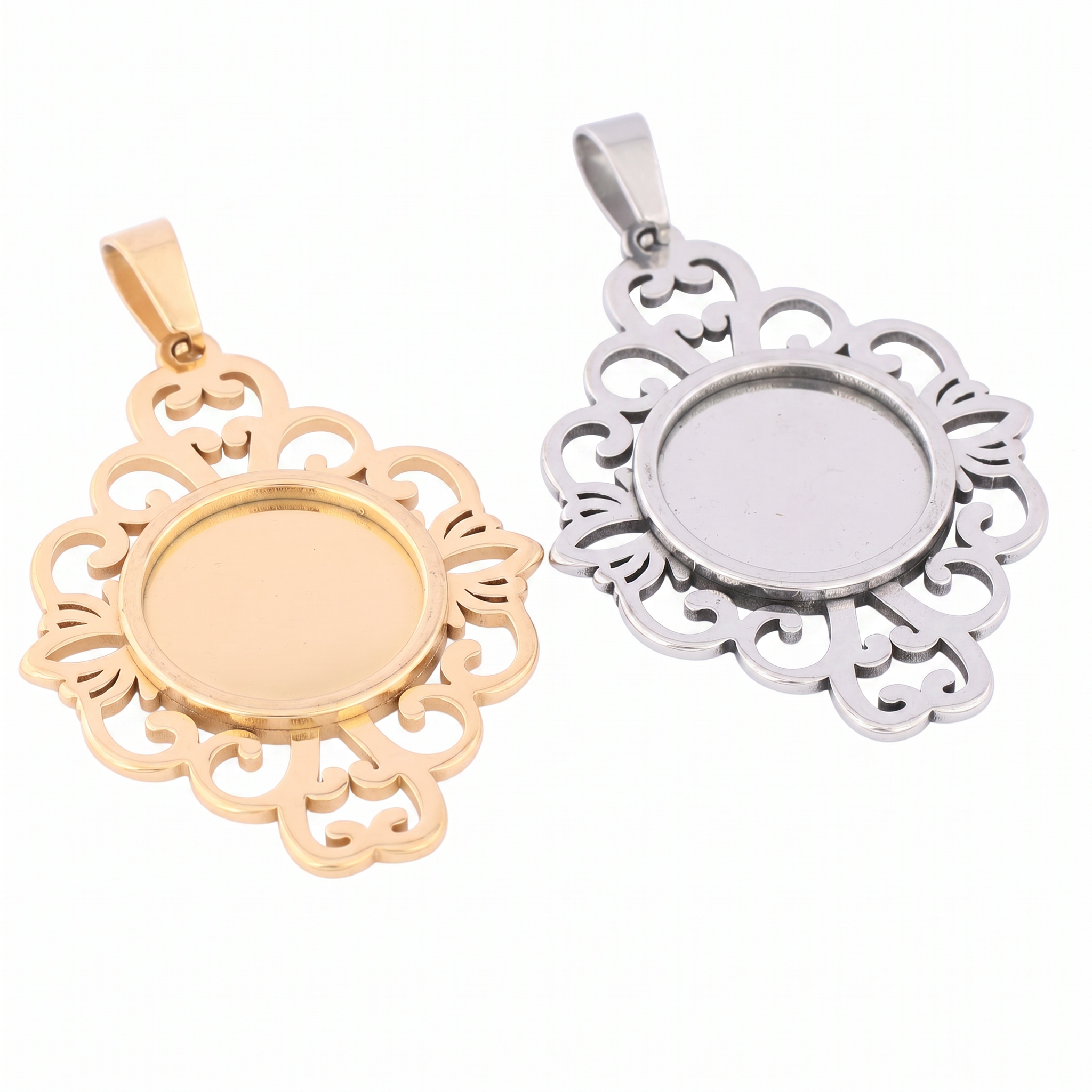5pcs Stainless Steel Filigree  – Bezels Set Pendant Bewertung und Preis