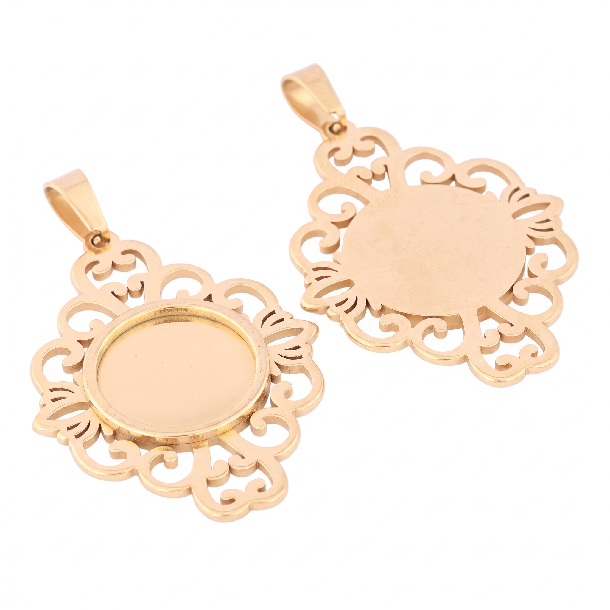 5pcs Stainless Steel Filigree  – Bezels Set Pendant Bewertung und Preis