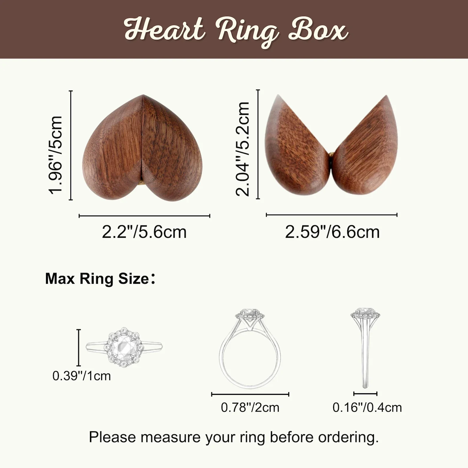 Romantic Heart - Shaped Wooden – Wood Ring Blank Bewertung und Preis