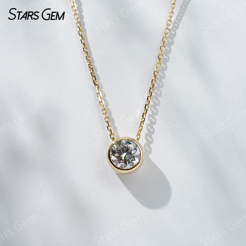 18K Gold 6.4mm 1.0ct Round Bri – Bezels Set Pendant Bewertung und Preis