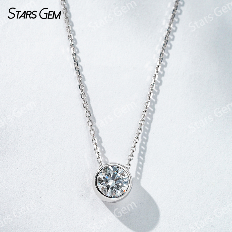 18K Gold 6.4mm 1.0ct Round Bri – Bezels Set Pendant Bewertung und Preis