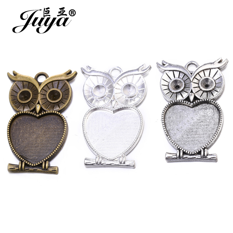 5pcs/lot 25mm Heart Shape Owl  – Bezels Set Pendant Bewertung und Preis