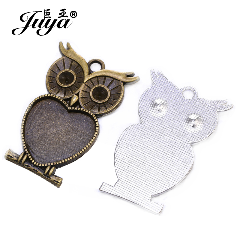 5pcs/lot 25mm Heart Shape Owl  – Bezels Set Pendant Bewertung und Preis
