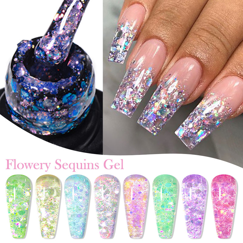 4/8pcs Flowery Sequins Gel Nai – Resin Glitter Pack Bewertung und Preis