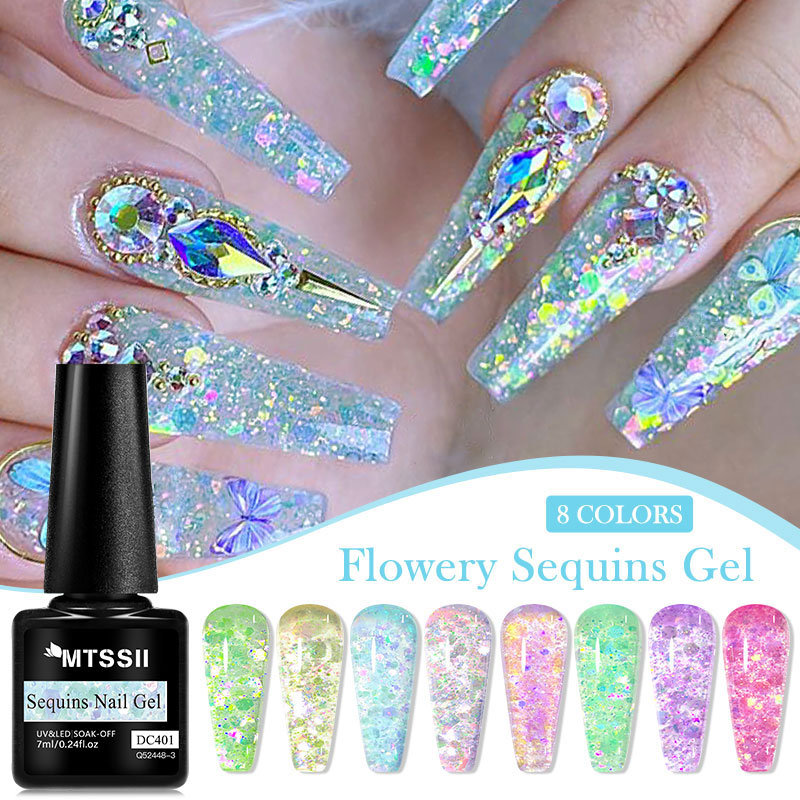 4/8pcs Flowery Sequins Gel Nai – Resin Glitter Pack Bewertung und Preis