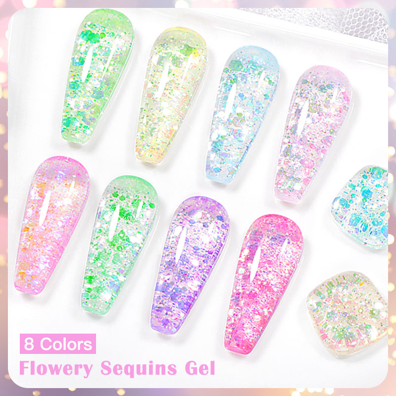 4/8pcs Flowery Sequins Gel Nai – Resin Glitter Pack Bewertung und Preis