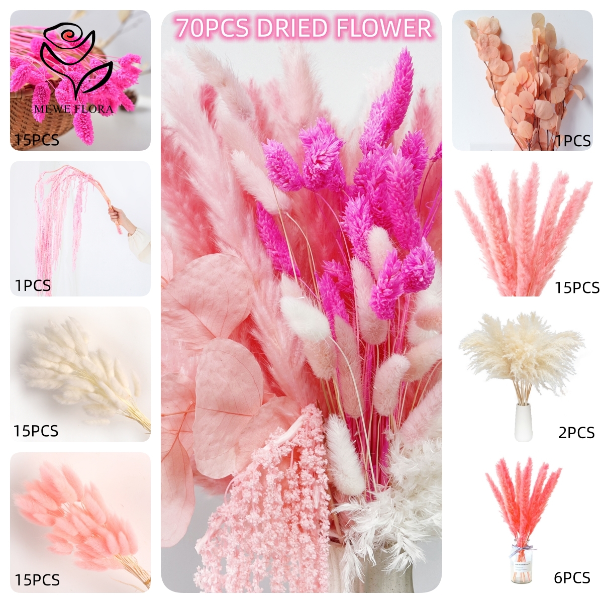 Natural Pampas Pink Dried Flow – Dried Flower Bulk Bewertung und Preis