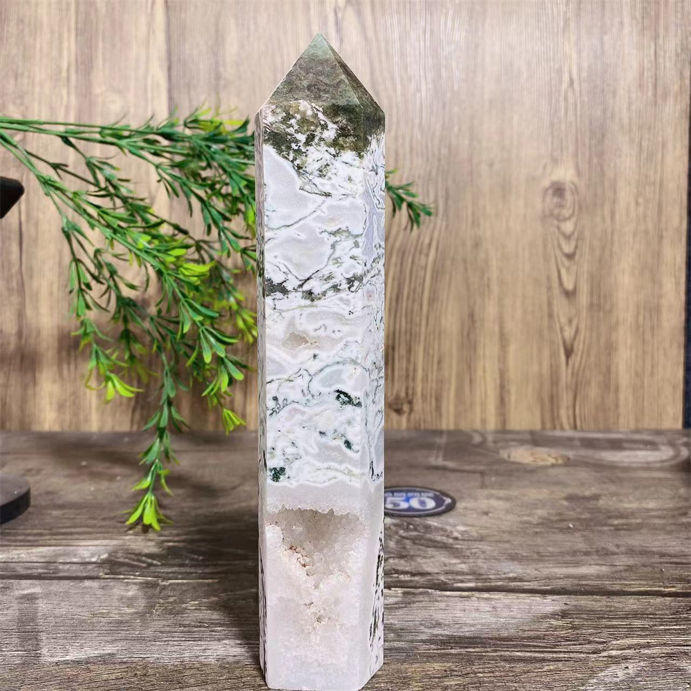 Big Green Moss Agate Druzy Nat – Terrarium Moss Art Bewertung und Preis
