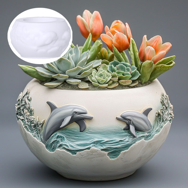 Couple dolphin relief succulen – Resin Ocean Wave Mold Bewertung und Preis