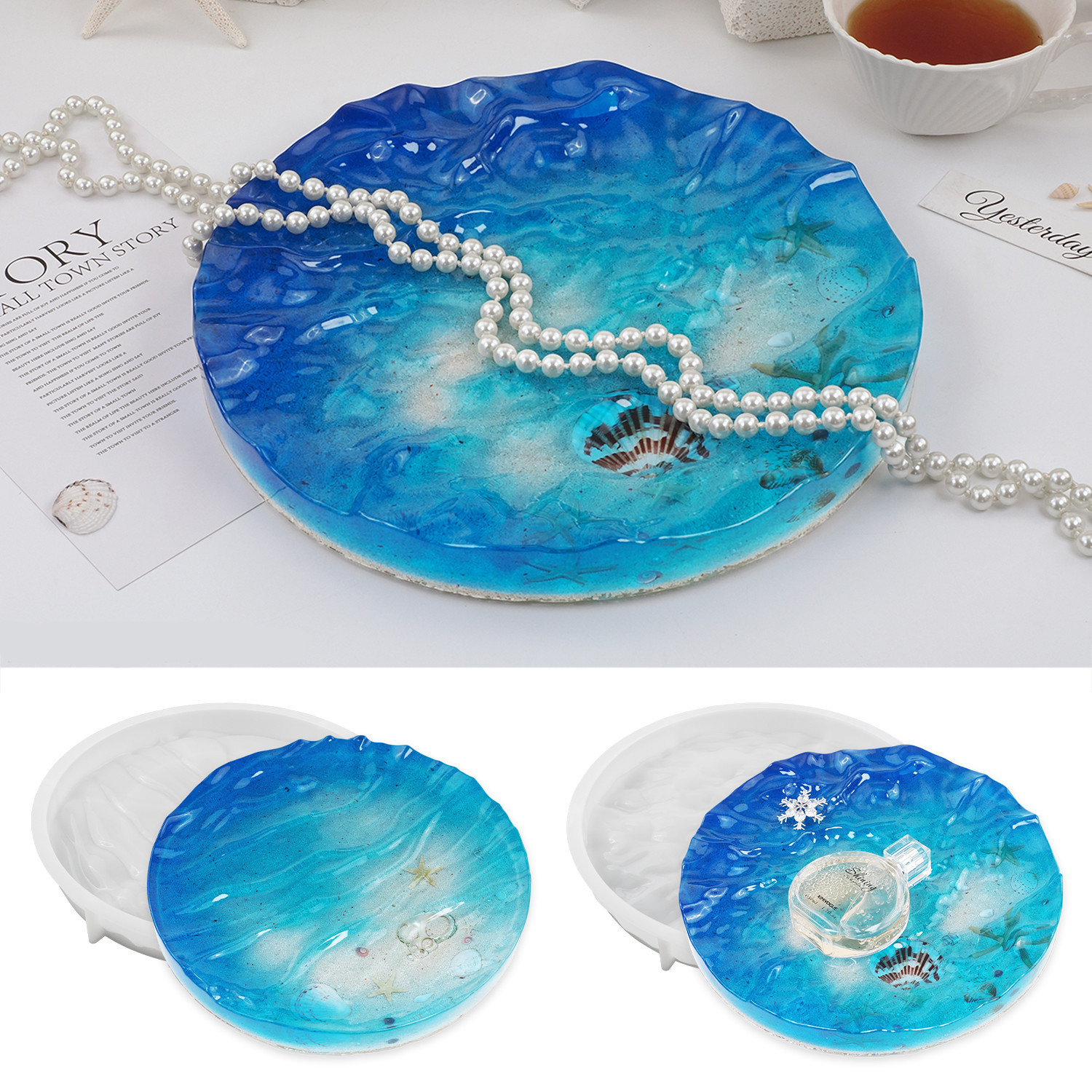 Sea Wave Tray Crystal Epoxy Re – Resin Ocean Wave Mold Bewertung und Preis