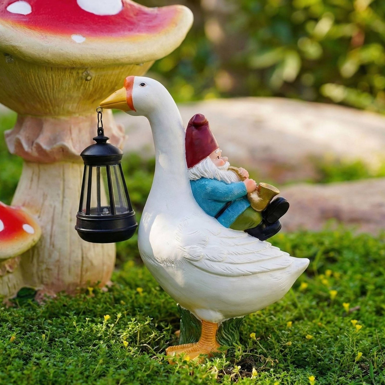 Gnome Riding Goose Statue Weat – Resin Crafts Bewertung und Preis