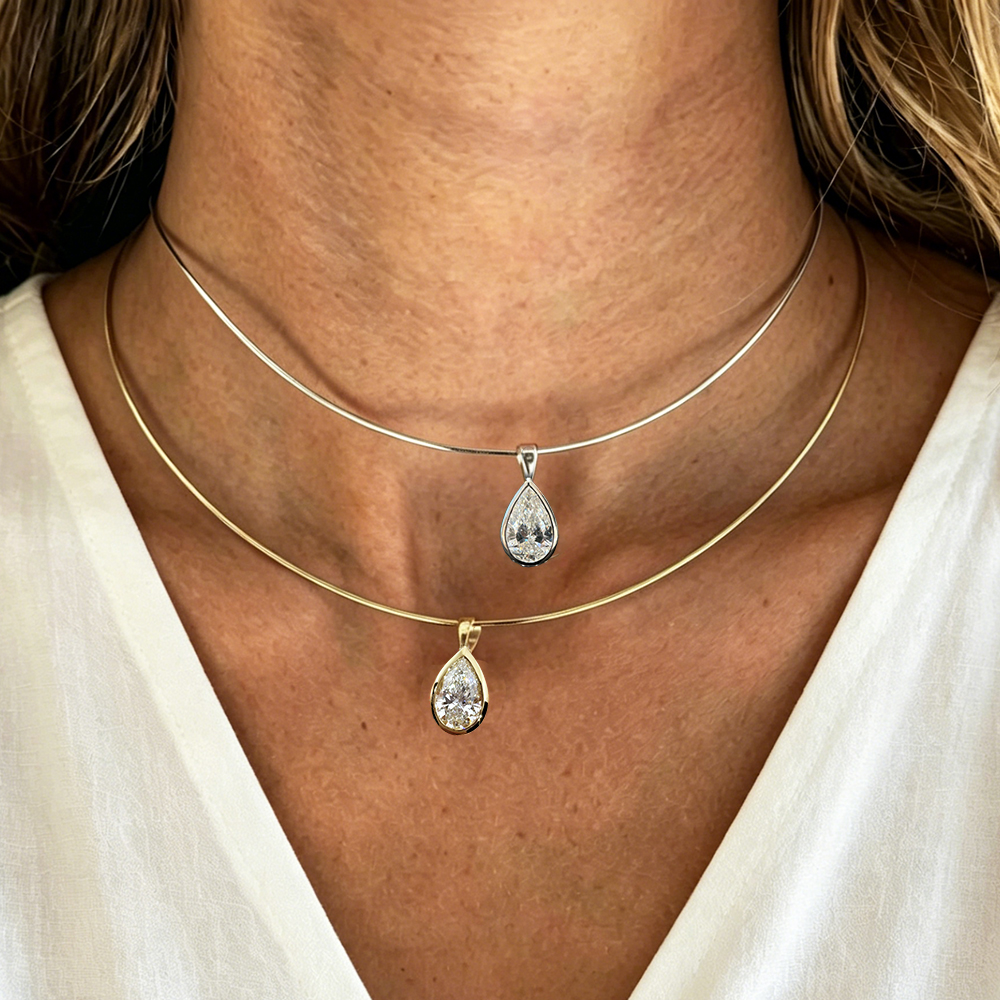 BXINY 3CT Bezel Set Pear Cut M – Bezels Set Pendant Bewertung und Preis